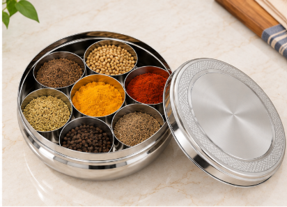Stainless Steel Standard Masala Box – 7 Bowls