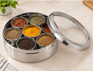 Stainless Steel C-Thru Masala Box – 7 Containers - Image 3